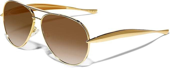 Retro Gold Aviator Sunglasses for Women Men, 2025 Metal Oversized 70s Aviators Sun Glasses