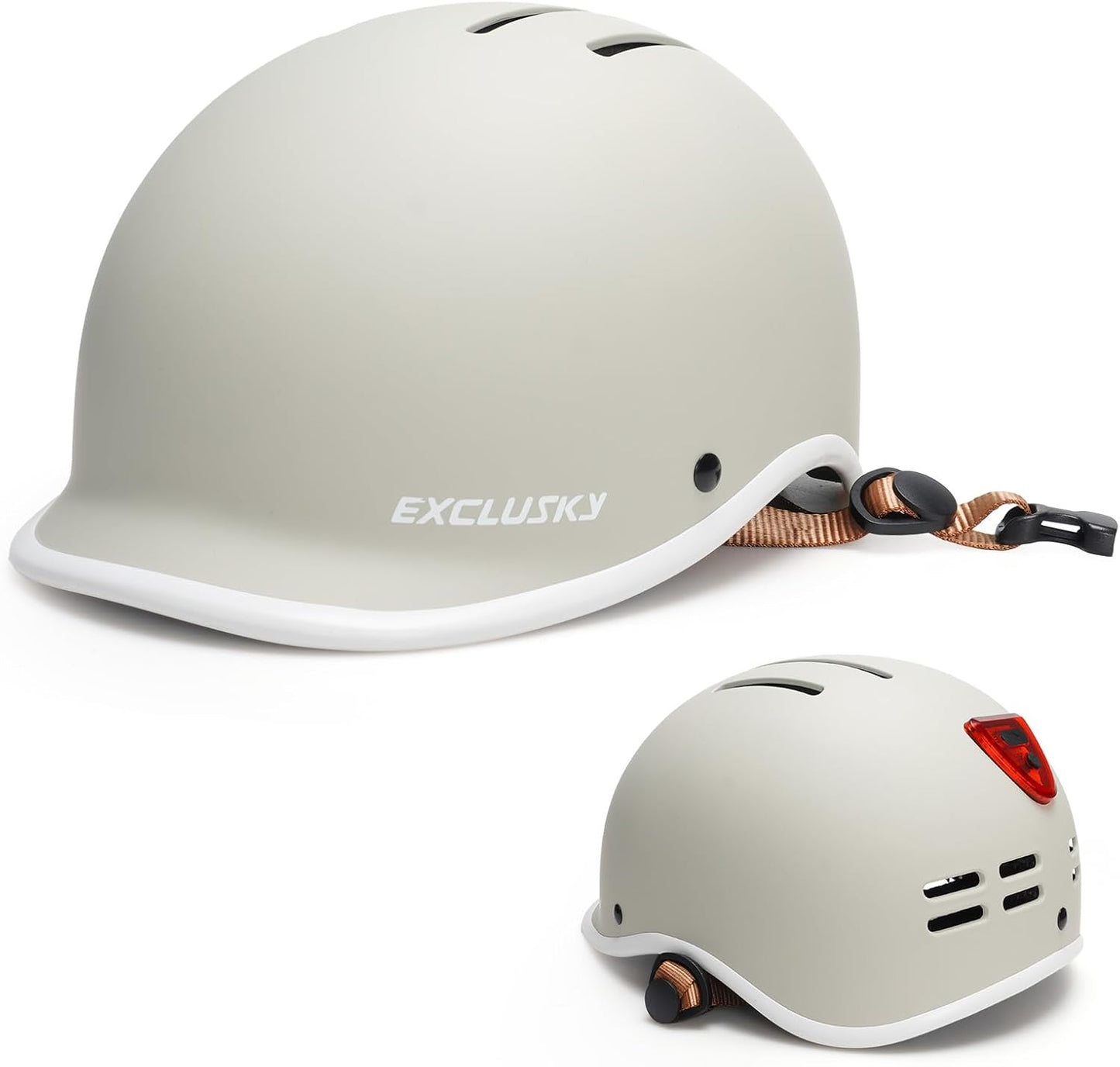 Exclusky Bike Helmet for Adults,Adjustable Cycling Helmet for Men & Women Safety Certified Bicycle Helmet for Commuting, Road Biking, Skating with USB Rechargeable Rear Light