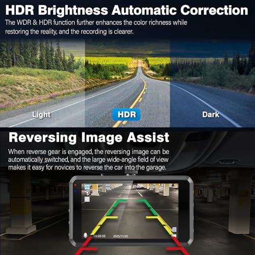 Miden S7 4K Dash Cam Front and Rear, 64G SD Card,2160P+1080P FHD Dual Dash Camera for Cars,176°+160° Wide Angle,3.2'' IPS Screen Dashcam,Loop Recording,G-Sensor,WDR,24H Parking Monitor,Night Vision