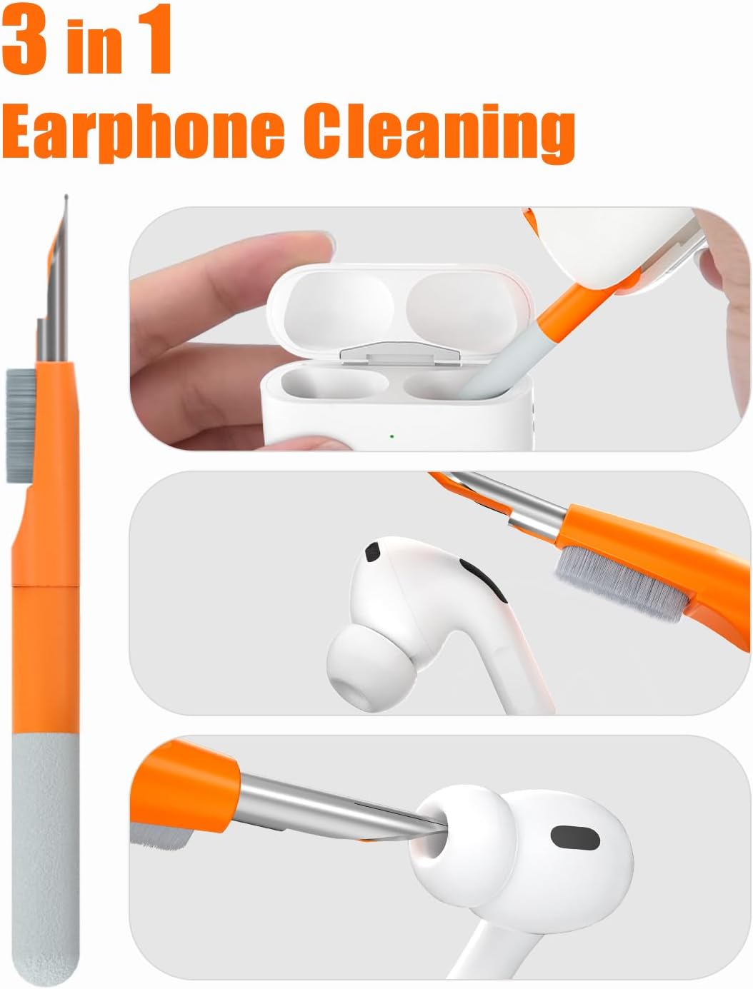 Keyboard Cleaner, 12-in-1 Phone Cleaning kit, Electronics Cleaning Brush Tool for Computer, PC Monitor,TV Camera Lens with 3ml Spray Cleaning Bottle Compact with Patent(Orange)