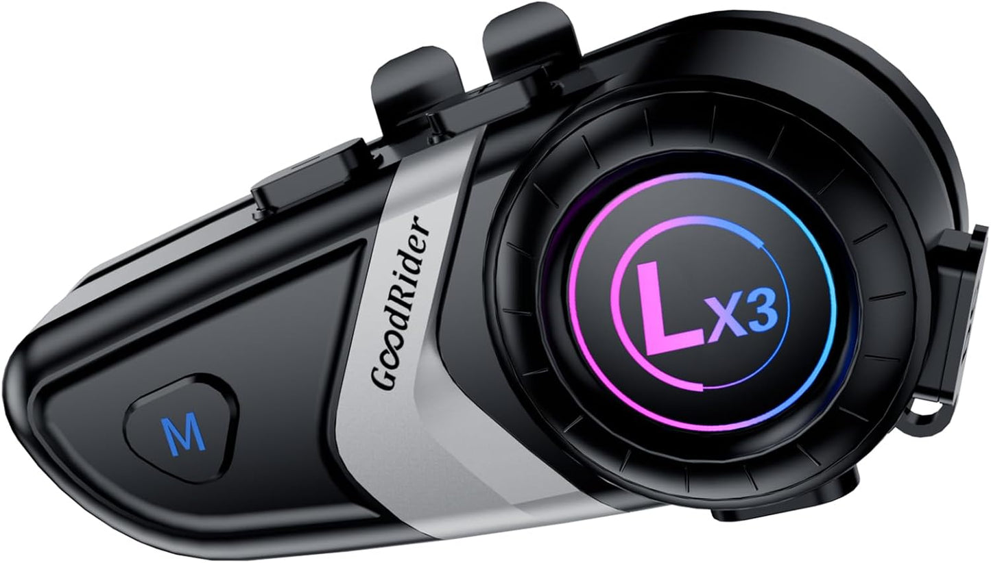 Motorcycle Bluetooth Headset LX3 Motorcycle Helmet Bluetooth Intercom for 2 Riders 800M with CVC Noise Reduction Stereo Music IPX6 Waterproof Full Face Helmet (1 Piece)