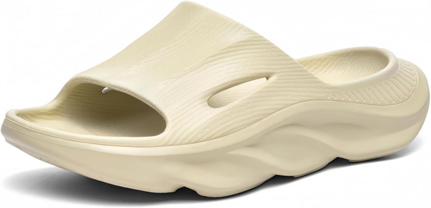 size 7 Recovery Slides for Men and Women - Orthopedic Sandals with Arch Support & Thick Cushion, Plantar Fasciitis Slippers, Lightweight Non-Slip Slides for Post-Workout Recovery