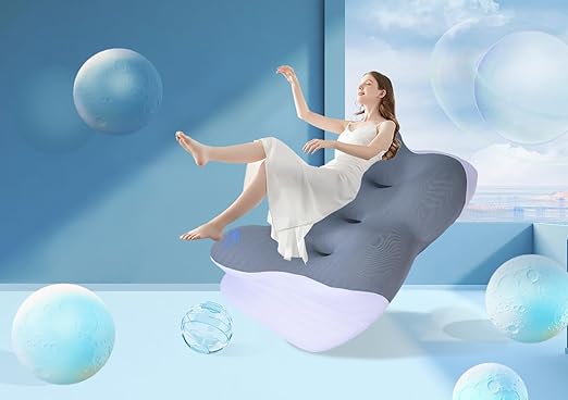 SWEET MOON-Cloud Contour Memory Foam Pillow,Ergonomic Design for Sleeping Comfortably and Reducing Snoring,Neck and Cervical Pillow with Pillowcase (Light Gray)