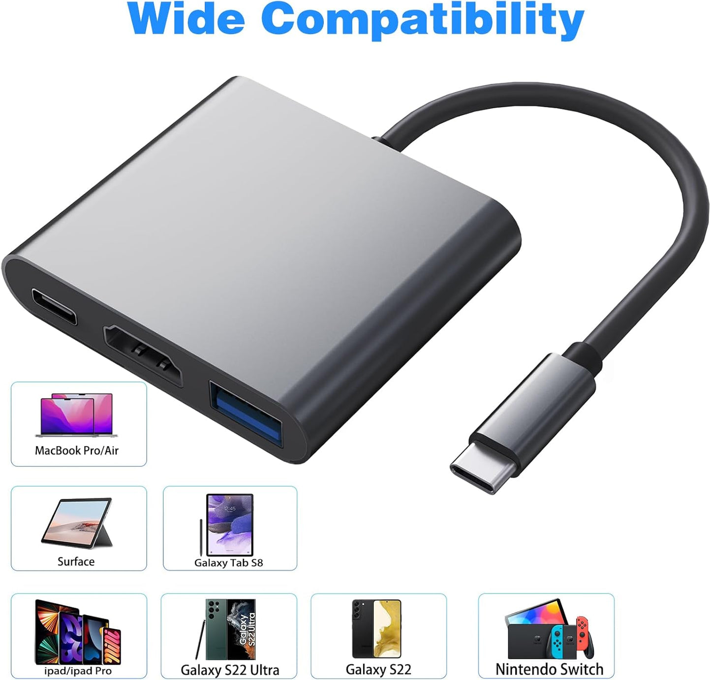 Fast Charging 3-in-1 USB Hub, Dual 4K HDR Mirroring HDMI, 100W Instant-Charging, 5Gbps Data Storm, Aluminum Unibody HDMI, Industrial Thermal Architecture USB Hubs.