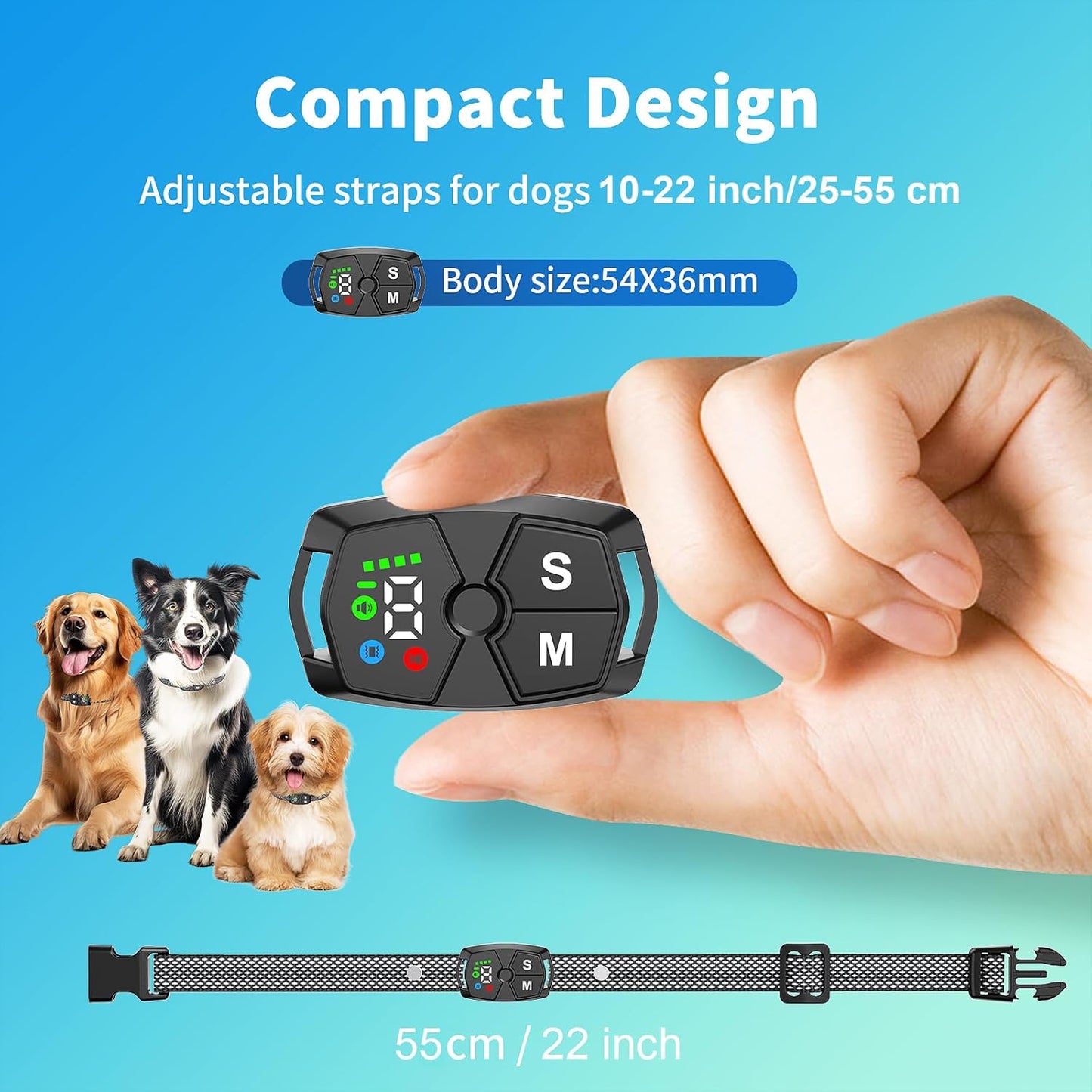Dog Bark Collar, JeaTone Bark Collar for Large Medium Small Dogs, Smart Anti Barking Training Collar with 7 Adjustable Sensitivity (Black)