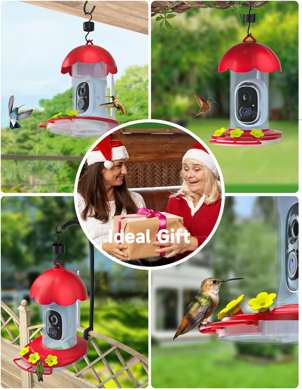 Hummingbird Feeder with Camera, Bird Watching Camera with Ant Moat, Bee Proof, AI Identify Bird Species, Instant Notifications, Ideal Present for Bi rd Lovers(20 Ounces)