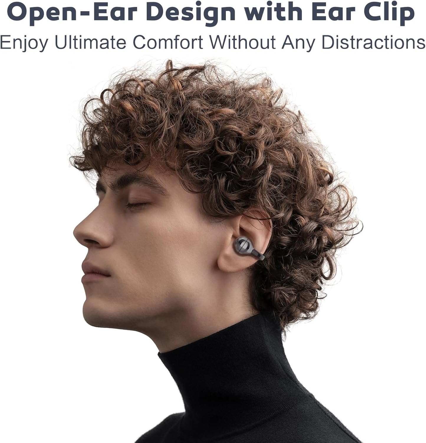 Open Ear Earbuds, Air Conduction Headphones Wireless Earbuds Bluetooth 5.4, Clip on Headphones with Mic 42H Playtime, Over Ear Earphones Comfortable for Sports, Running, Workouts and Glasses Wearers