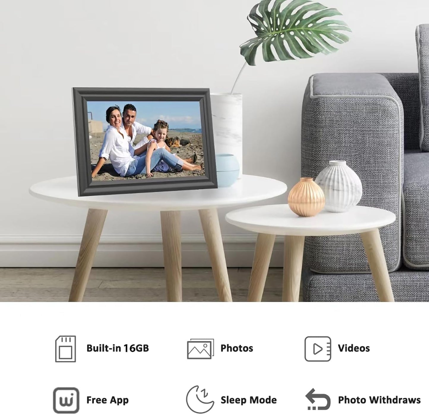 Forc Digital Picture Frame WiFi 10.1 Inch Digital Photo Frame, Electronic Picture Frame, 16GB Storage, Auto-Rotate, IPS Touch Screen, Easy Setup and Share Photos and Videos via Free App from Anywhere