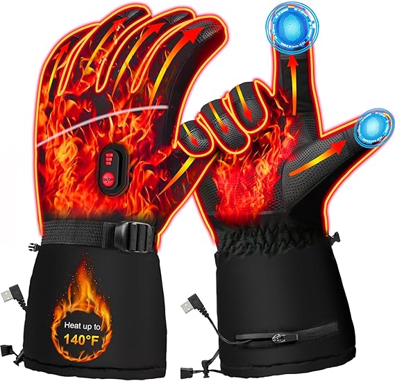 Heated Gloves for Men Women,Electric Heated Gloves Camping Hand Warmers Winter Warm Touchscreen Gloves - Battery Powered Waterproof Gloves Windproof Gloves for Outdoor Cycling Skiing Hiking Working