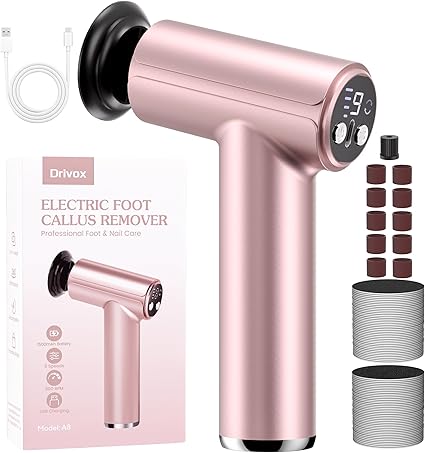 Electric Foot Callus Remover, 2 in 1 Rechargeable Electric Callus Remover for Feet, Pedicure Tools with 70pcs Sandpapers, Professional Foot Scrubber File for Dead Skin - Pink