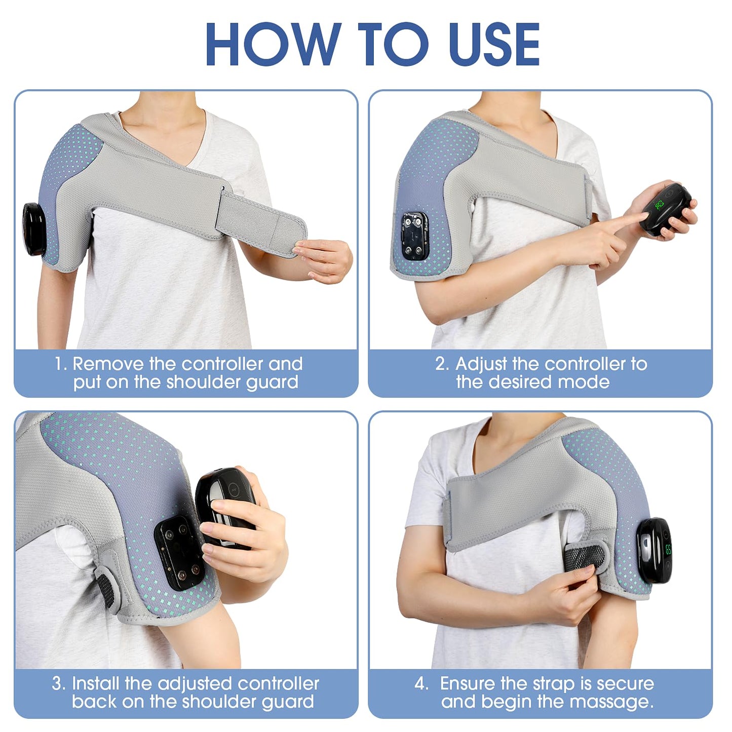 Heated Shoulder Wrap Massager Cordless Electric Shoulder Heating Pad for Neck with Massage 3 Heat & Vibration