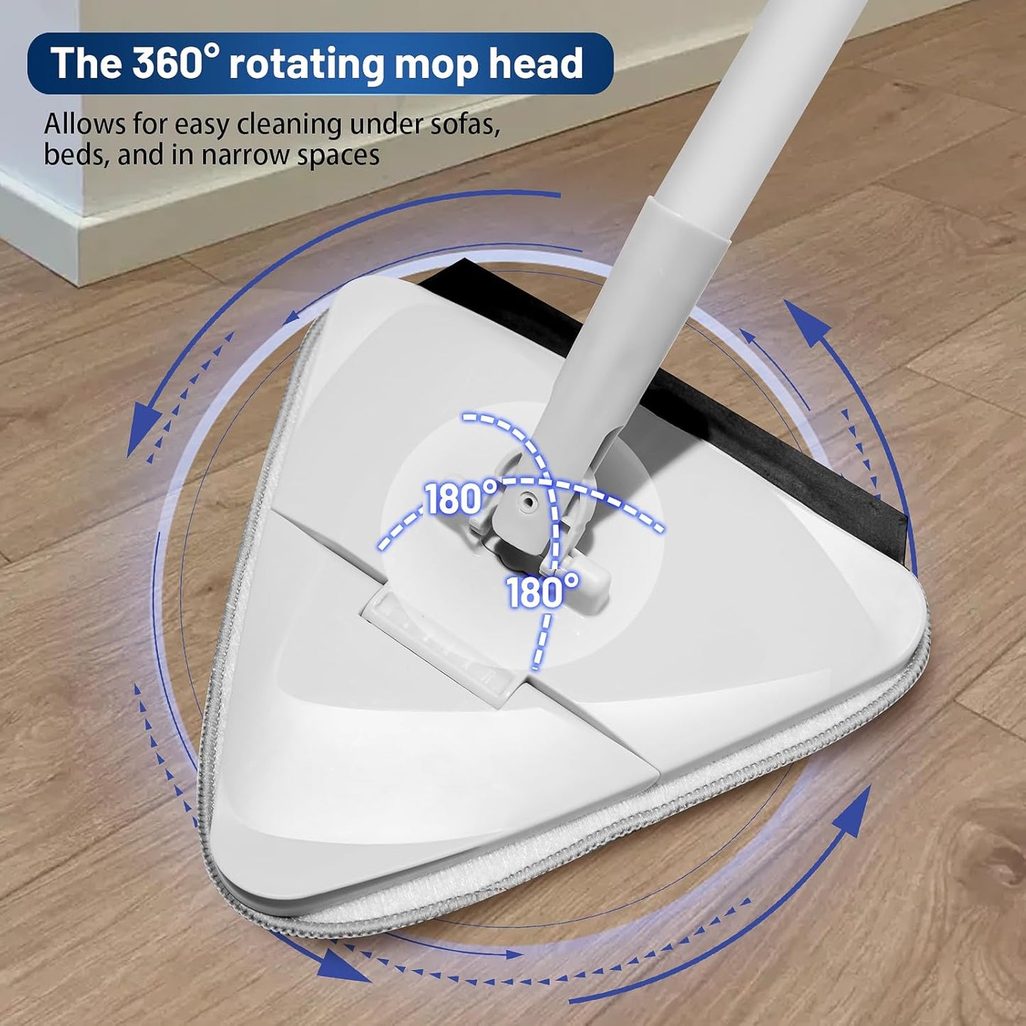 Wall Cleaner Mop with 82" Long Handle, 180° Foldable Base & 6 Replacement Pads - Perfect for Cleaning Painted Walls, Ceilings, Windows & Floors - Baseboard Cleaning Tool with Squeegee