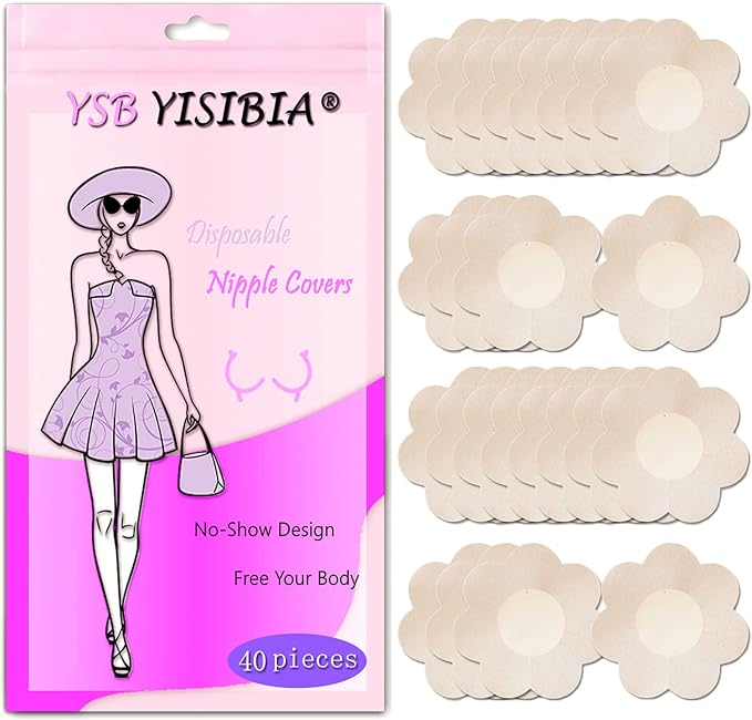 40 Pcs Nipple Covers For Women Disposable Self-Adhesive No Show Nipple Pasties Petals Stickers Breast Pasties