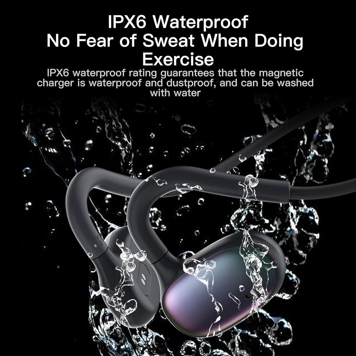 Ulian Open Ear Sports Headphones, Air Conduction Bluetooth 5.3 Wireless Headset with Deep Bass, Noise Canceling and Comfort Wearing, IPX6 Waterproof Sports Earbuds for Gym, Workout, Running, Cycling