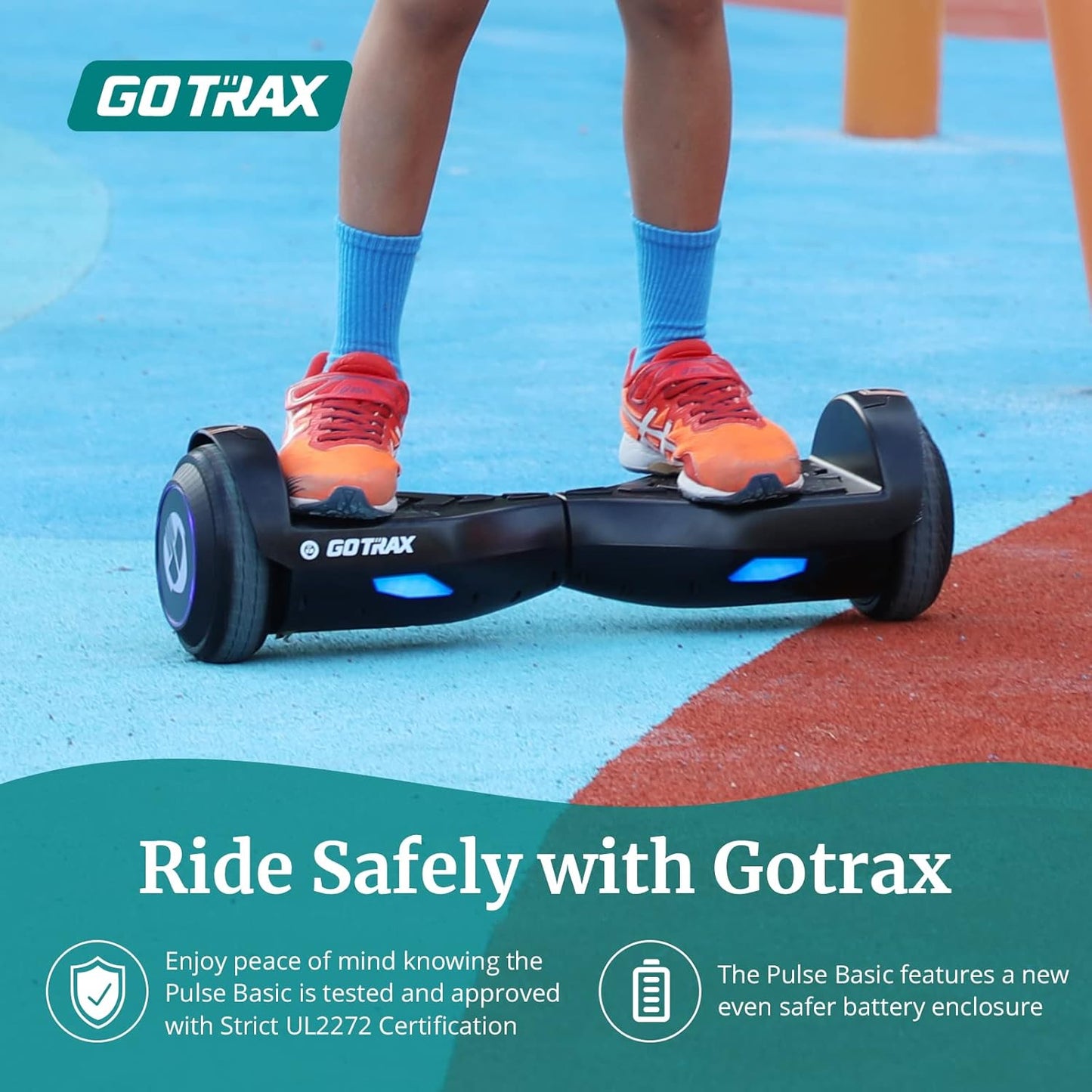 Gotrax Pulse Basic Hoverboard, 6.5" LED Wheels & Headlight, Max 4.3 Miles and 6.2mph Power by Dual 200W Motor, UL2272 Certified and 65.52Wh Self Balancing Scooters Gift for 44-176lbs for Kids Adults