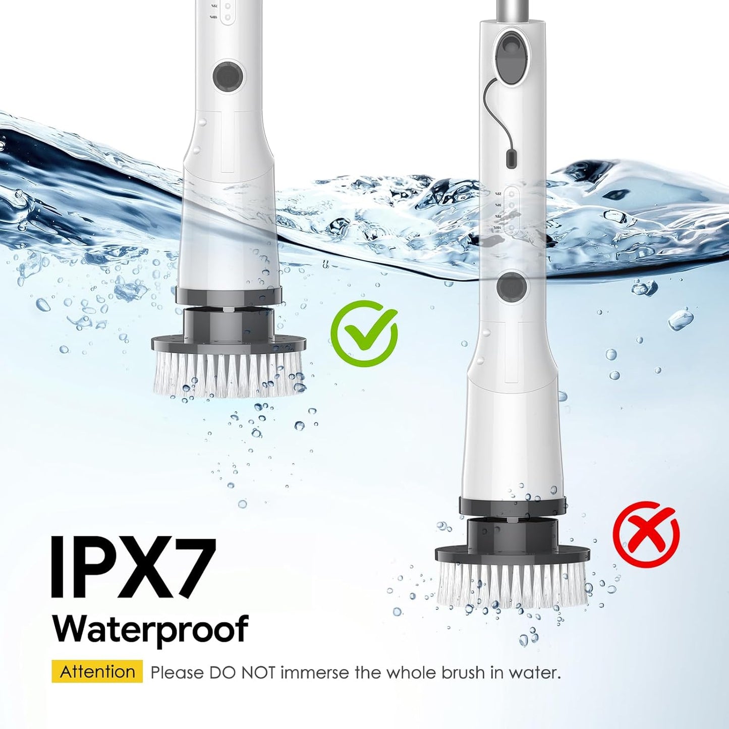 Electric Spin Scrubber,2025 New Cordless Cleaning Brush,Shower Cleaning Brush with 7 Replaceable Brush Heads, Power Scrubber 3 Adjustable Speeds,Detachable Long Handle & IPX7 Waterproof