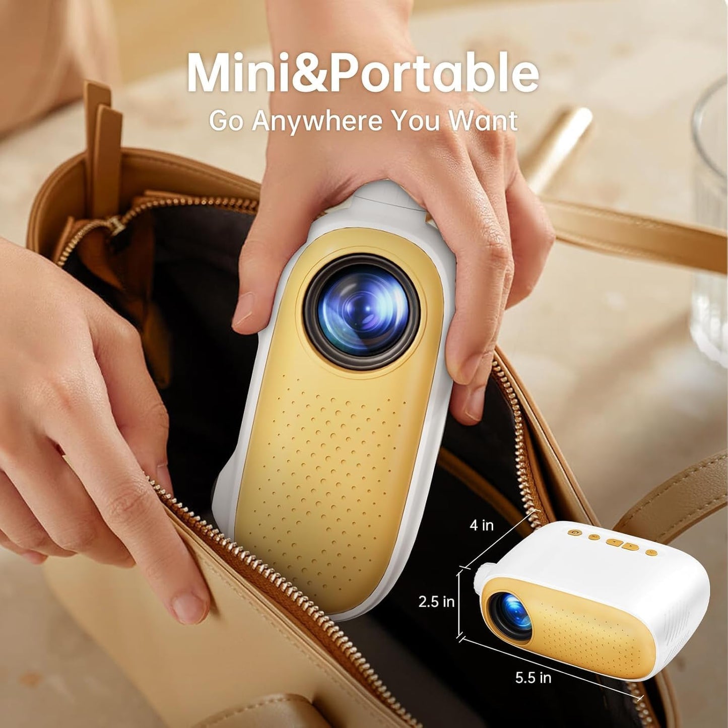 GooDee Mini Video projector HD 1080P Support Pico Movie Projector to Watch Cartoon, Phone Projector Compatible with HDMI