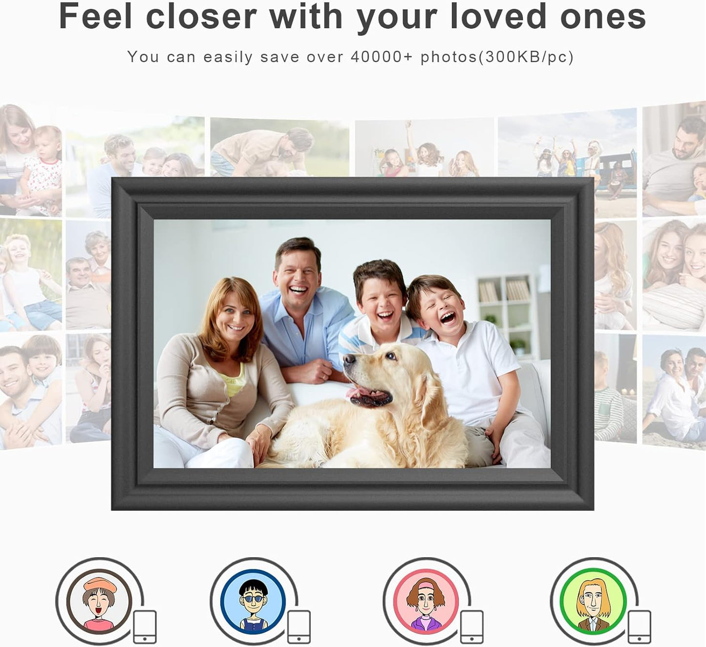 Forc Digital Picture Frame WiFi 10.1 Inch Digital Photo Frame, Electronic Picture Frame, 16GB Storage, Auto-Rotate, IPS Touch Screen, Easy Setup and Share Photos and Videos via Free App from Anywhere