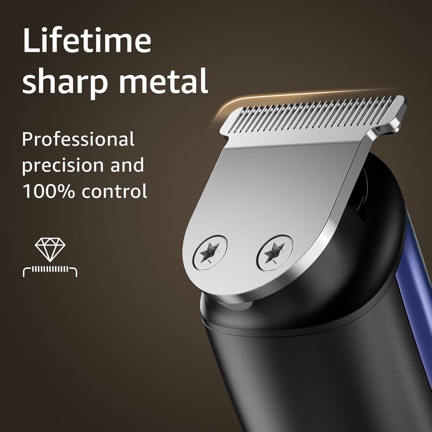 Electric Beard Trimmer for Men: 16-in-1 Professional Barber Hair Clippers - Cordless Grooming Kit - Turbo Speed & Precision Blades, Blue