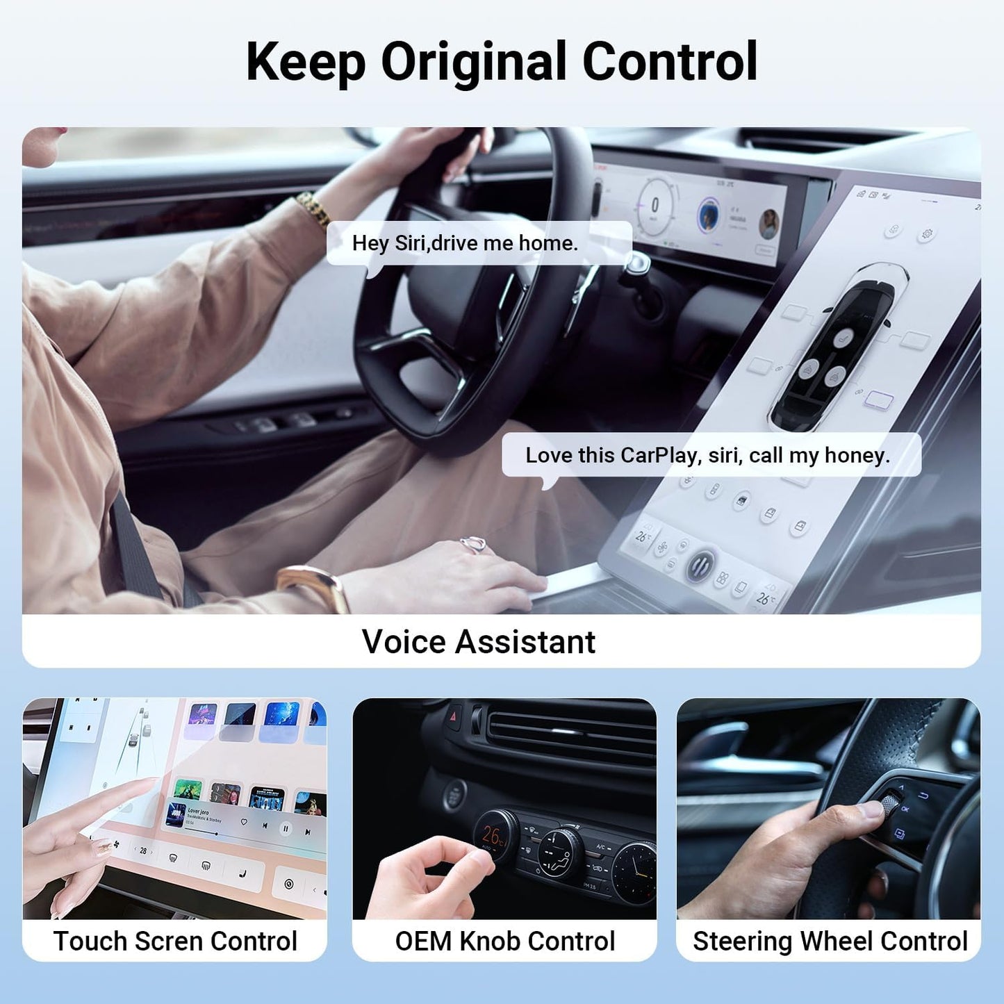 Wireless Carplay Adapter, Converts Factory Wired CarPlay to Wireless CarPlay, Plug and Play 2-in-1 for Apple and Android No Delay