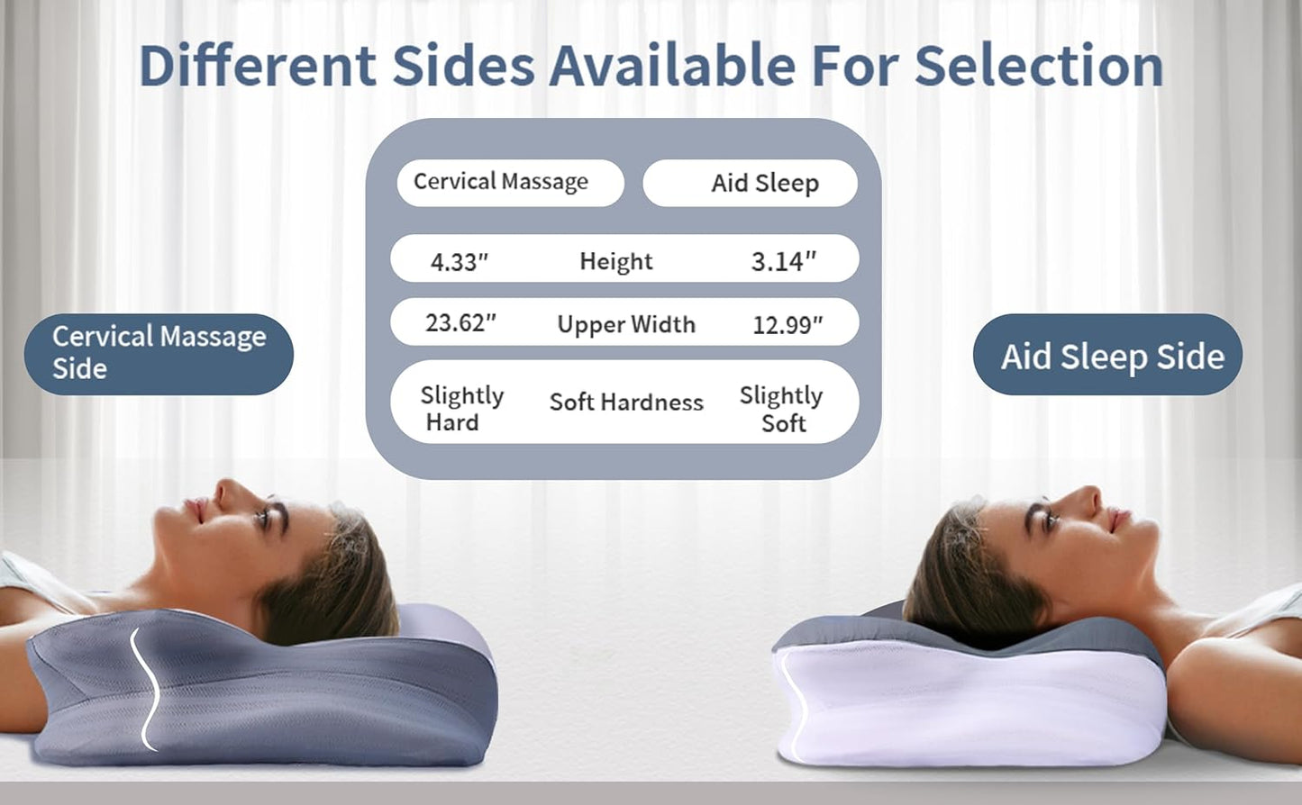 SWEET MOON-Cloud Contour Memory Foam Pillow,Ergonomic Design for Sleeping Comfortably and Reducing Snoring,Neck and Cervical Pillow with Pillowcase (Light Gray)