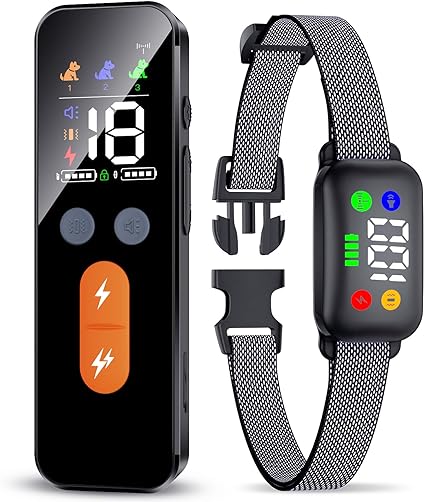 Dog Training Collar with Remote, Dog Shock Collar with Remote Control for Medium Large Dogs 40-120lbs Waterproof, Shock Collar for Dogs with Beep Vibration Shock and Security Lock