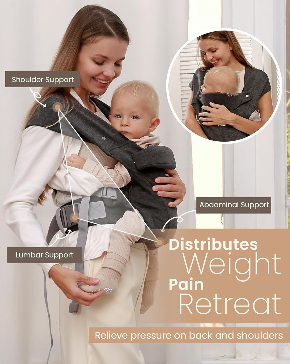 Baby Carrier Newborn to Toddler Baby Ergonomic and Cozy Infant Carrier with Lumbar Support for 7-25lbs,Easy Adjustable Baby Chest Carrier, Face-in and Face-Out Positions Baby Sling Carrier