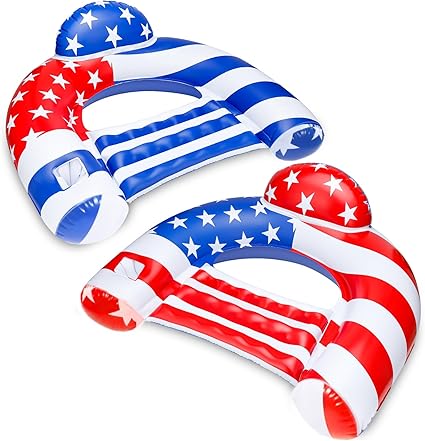 Pool Floats Adult, 2 Pack Inflatable Pool Float Chairs with Cup Holder, Blow Up Floating Pool Floats Water Chair Pool Lounger Pool Floaties for Adults Swimming Pool Water Fun