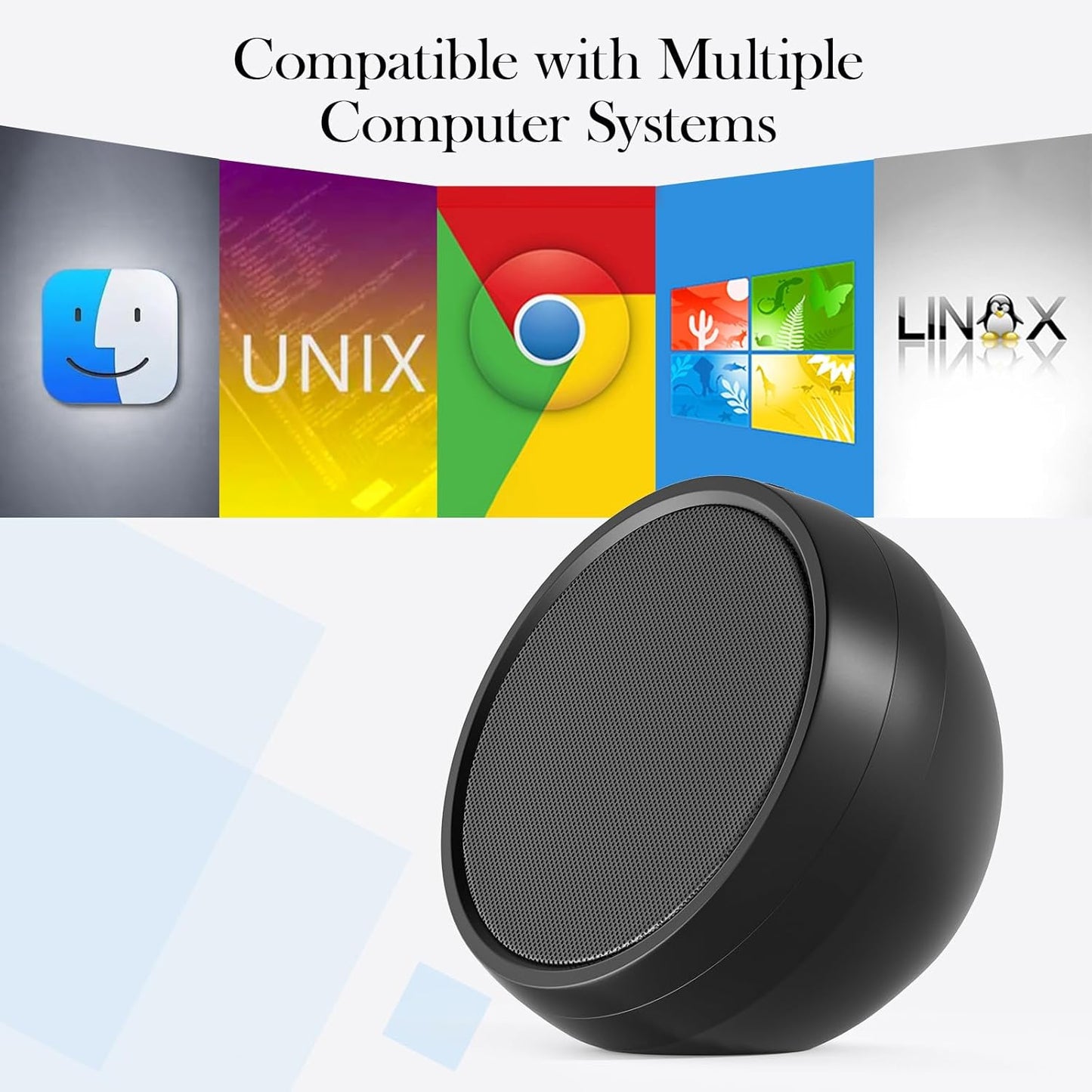 USB Computer Speakers for Desktop Monitor,Desktop Speakers with Loud Sound, Volume Control and Mute Button for Windows,Linux,Mac Air/Pro(USB-C to USB Adapter Included) (Black) (Black) (Black)