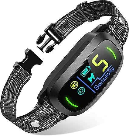 Dog Bark Collar for Large Medium Small Dogs, Rechargeable Smart Bark Collar, Anti Barking Training Collar with 5 Adjustable Sensitivity Beep Vibration (Black)