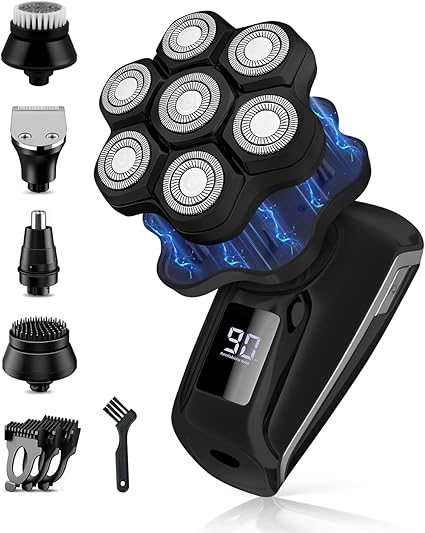 Head Shavers for Bald Men, Electric Detachable Head Shaver for Male, Waterproof Wet Dry Body Bald Head Shaver, Rechargable Rotary Shavers/Razor for Husband Father