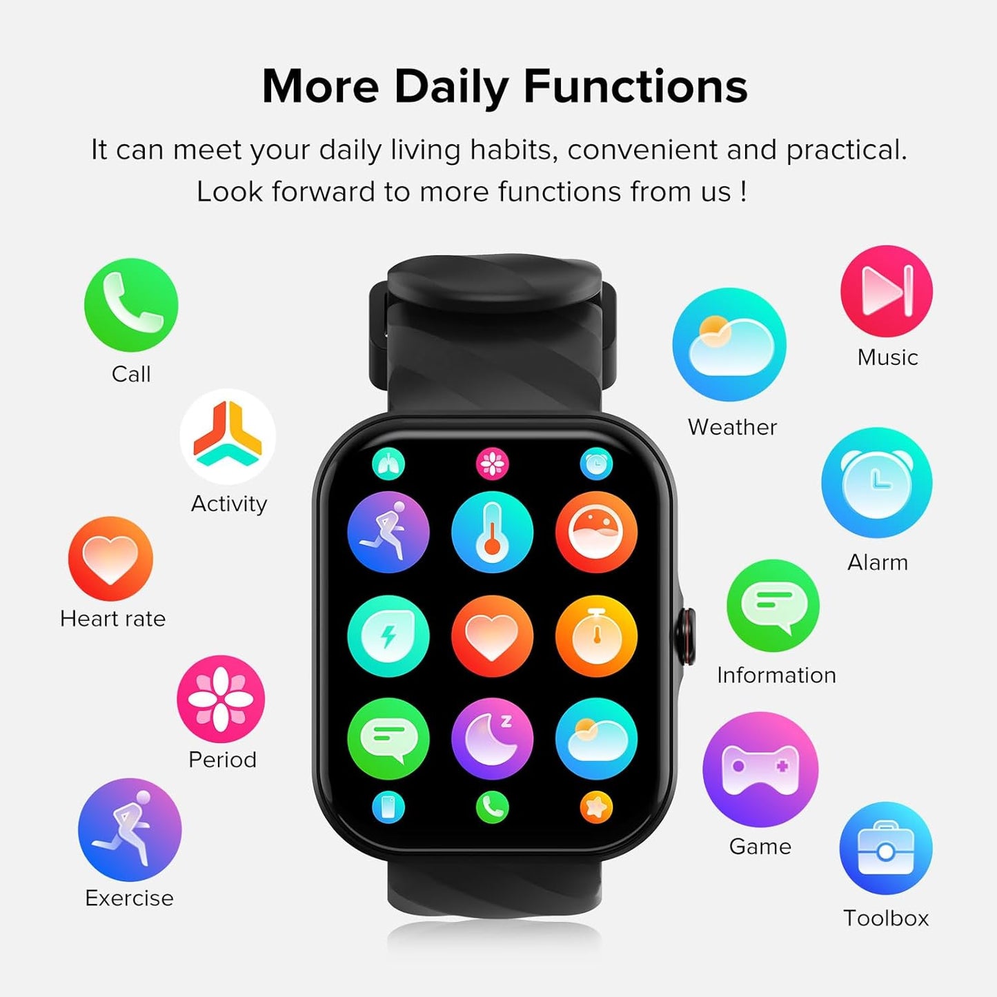 Smart Watch for Men Women (Answer/Make Call), 1.91" HD Screen Fitness Tracker with 110+ Sport Modes,IP68 Waterproof,Heart Rate/Sleep Monitor/Spo2/Pedometer,iOS Android Compatible