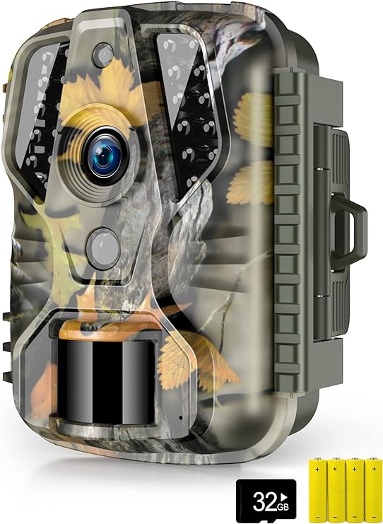 Mini Trail Camera - Game Camera 20MP 1080P with Night Vision Motion Activated Waterproof, Hunting Camera 0.2s Trigger Time for Wildlife Monitoring Deer Hunting-M9