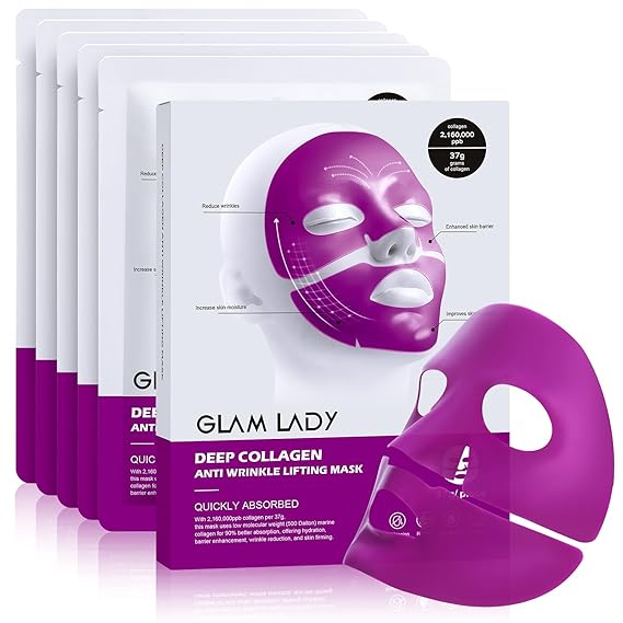 Bio-Collagen Face Mask Korean Skincare Hydrating Anti Wrinkle Lifting Overnight Real Deep Mask with Niacinamide and Hyaluronic Acid