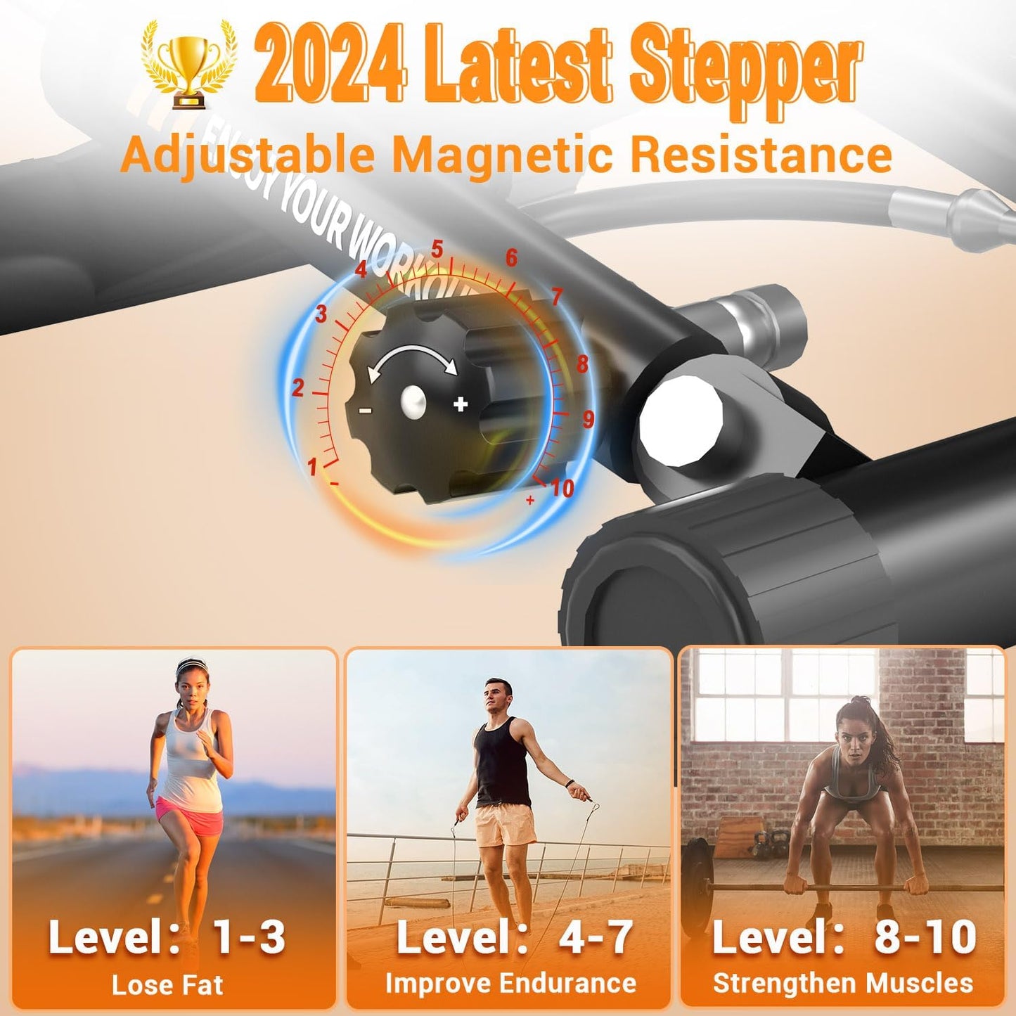 Steppers for Exercise at Home,Adjustable Resistance Stair Stepper with Resistance Bands,Mini Stepper with 350lbs Loading Capacity,Twist Stepper Portable Exercise Equipment for Full Body Workout