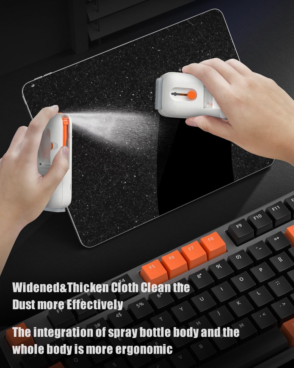 Keyboard Cleaner, 12-in-1 Phone Cleaning kit, Electronics Cleaning Brush Tool for Computer, PC Monitor,TV Camera Lens with 3ml Spray Cleaning Bottle Compact with Patent(Orange)