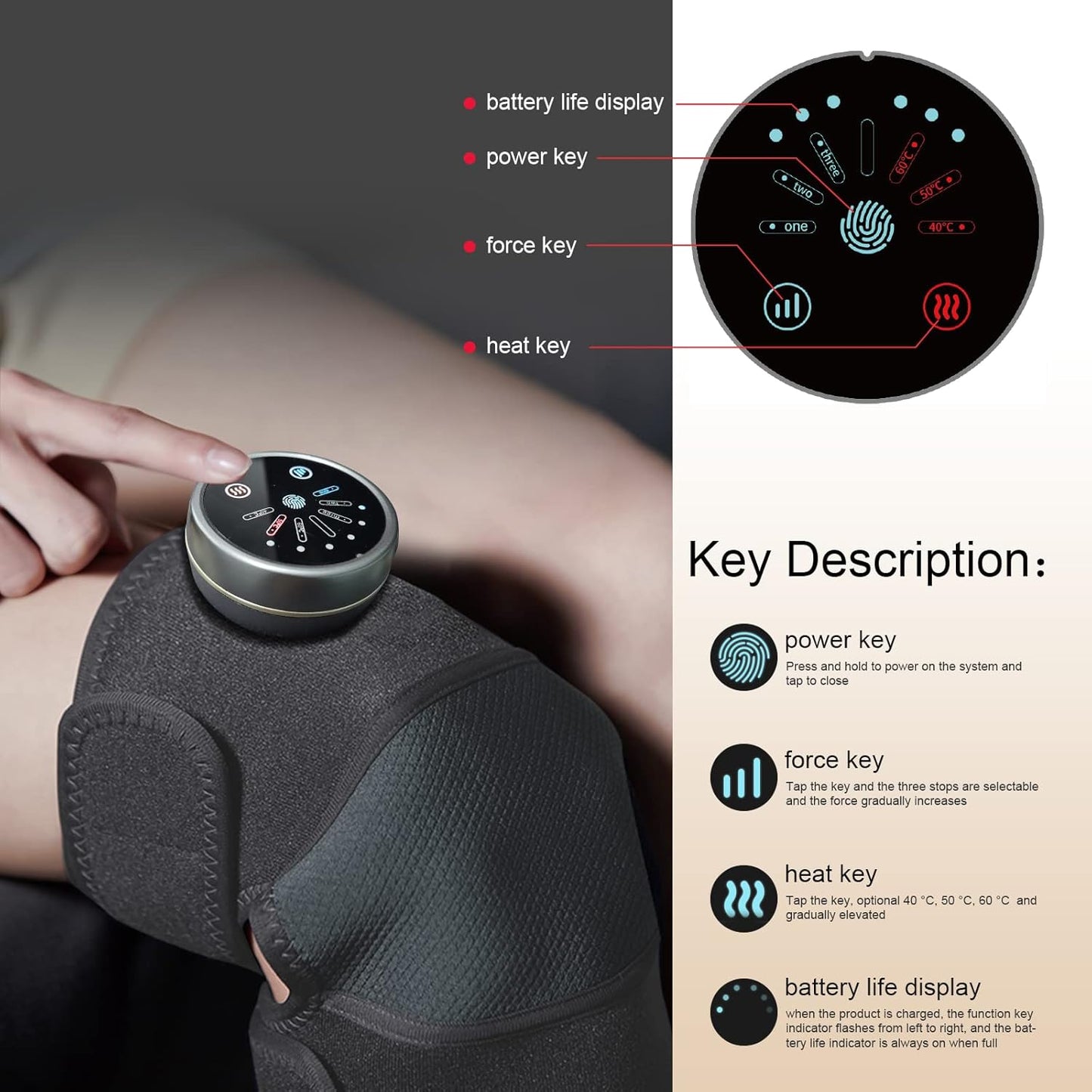 Knee Massager,Heating Pad Gifts for Women Men - Electric Foot Knee Shoulder Massager with Heating for Pain Relief,Birthday Gifts for Women Men(Black)