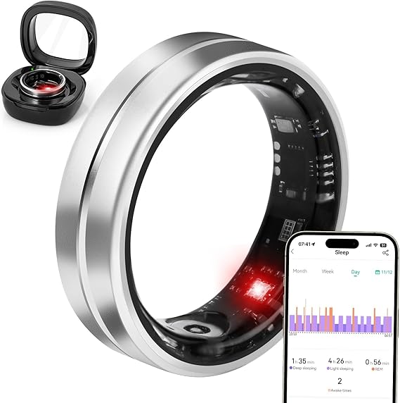 Smart Ring Fitness Tracker for Women Men - Waterproof Health Rings for Sleep Tracker, Heart and Blood Oxygen Monitor, Fitness Ring for Family Care,Step and Burned Calories Counter(10#)