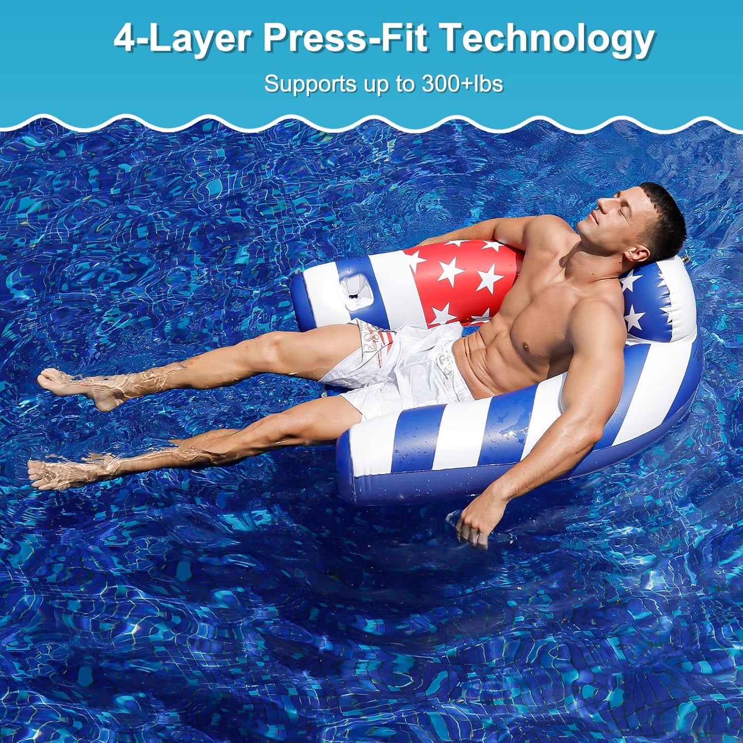 Pool Floats Adult, 2 Pack Inflatable Pool Float Chairs with Cup Holder, Blow Up Floating Pool Floats Water Chair Pool Lounger Pool Floaties for Adults Swimming Pool Water Fun