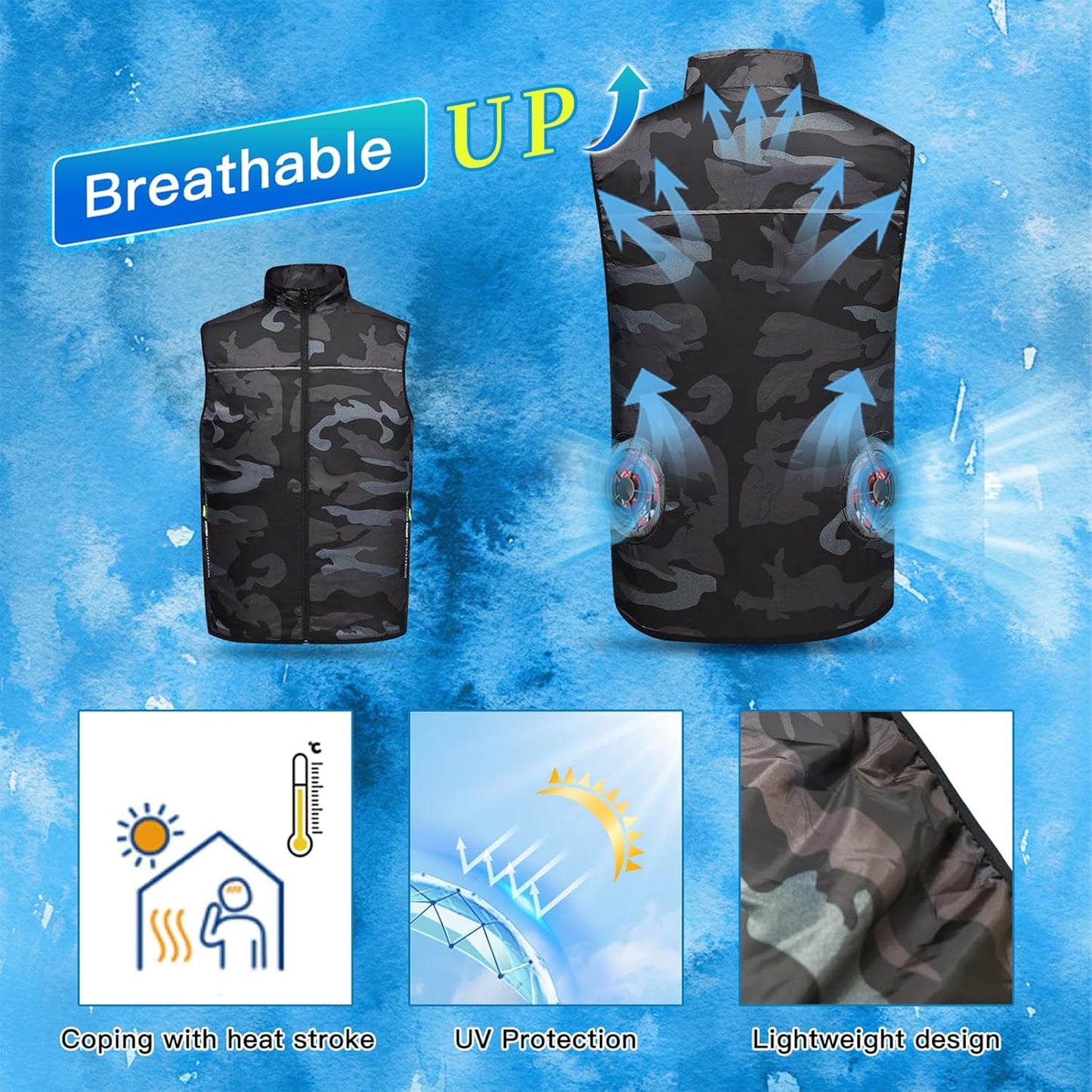 Cooling Vest with 20000mAh Battery Pack, Air conditioner Clothes with Two Fans, 12V Cooling Jacket for Working Outdoor