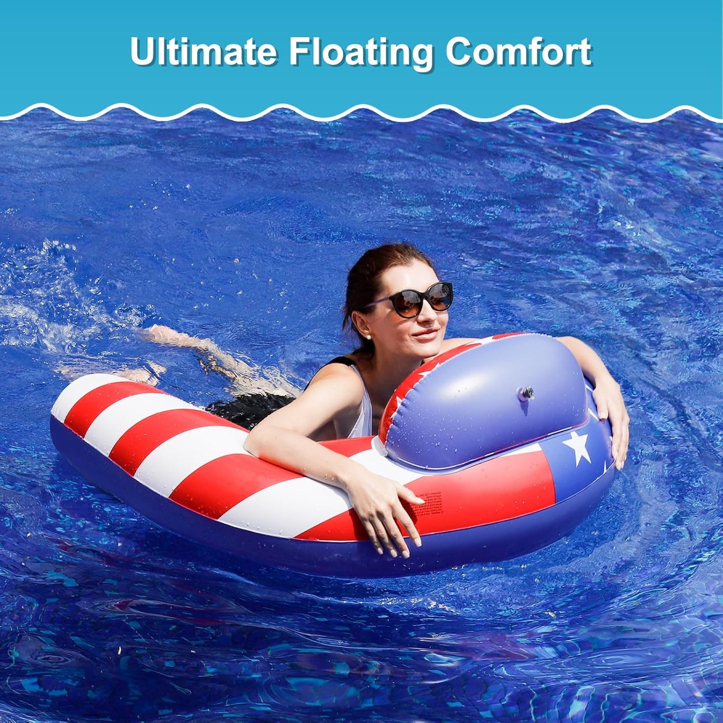 Pool Floats Adult, 2 Pack Inflatable Pool Float Chairs with Cup Holder, Blow Up Floating Pool Floats Water Chair Pool Lounger Pool Floaties for Adults Swimming Pool Water Fun