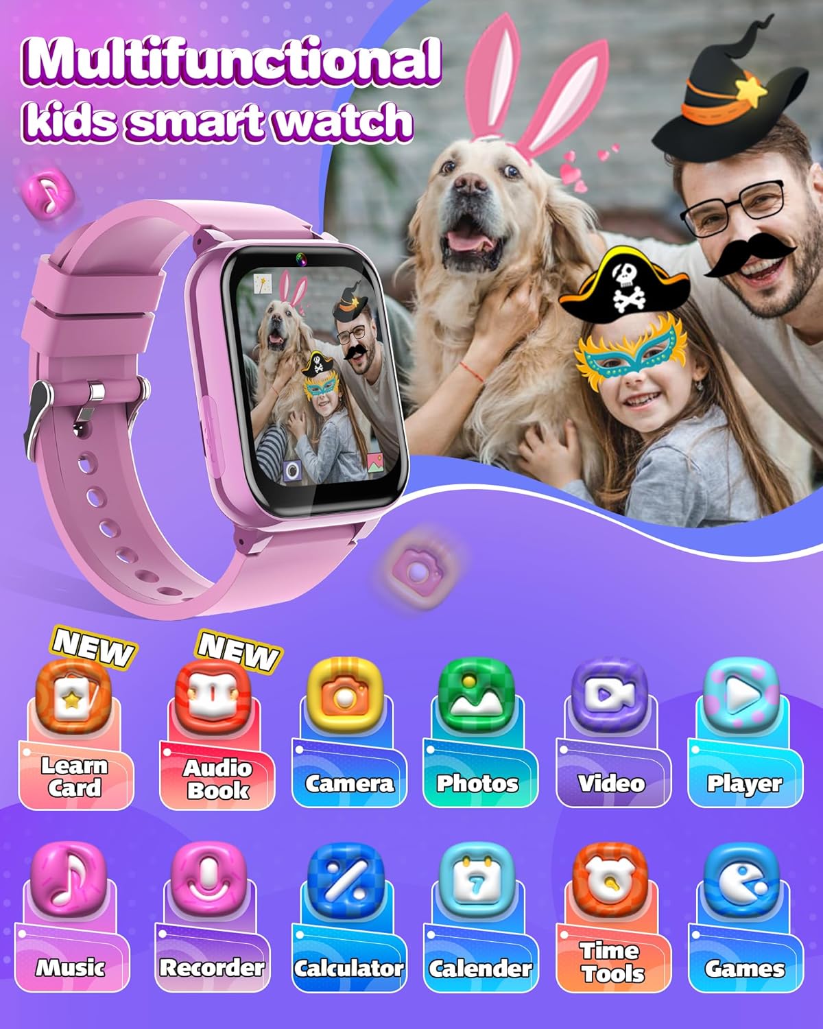 Smart Watch for Kids Gifts for Girls Age 6-8 HD Touchscreen with Video Dual Camera Educational Birthday Gifts Toys for 6 7 8 9 10 11 12 Year Old Gift Ideas
