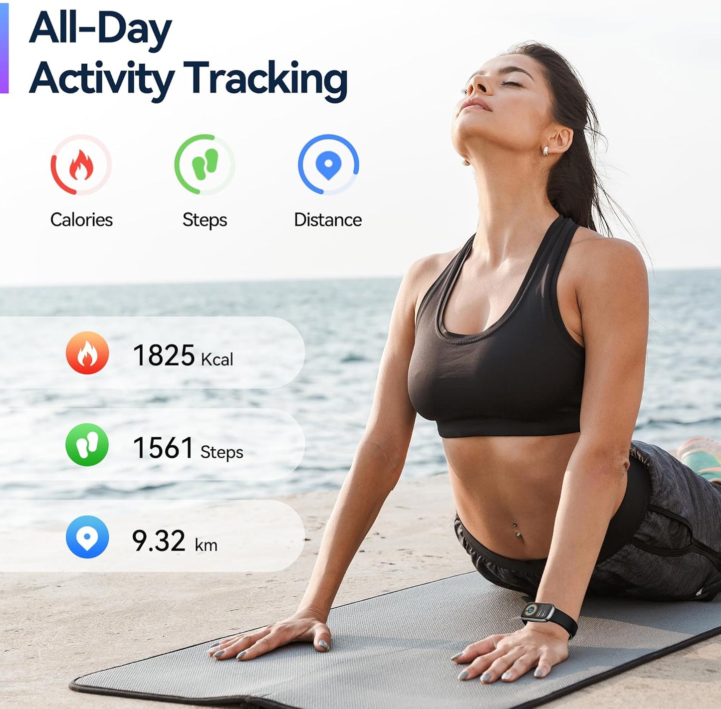 Health Fitness Tracker, 24/7 Heart Rate/SpO2/Sleep Monitor, Activity Trackers & Smart Watches with Step Calorie Counter Pedometer, 21-Day Battery, IP68 Waterproof Fitness Watches for Women Men