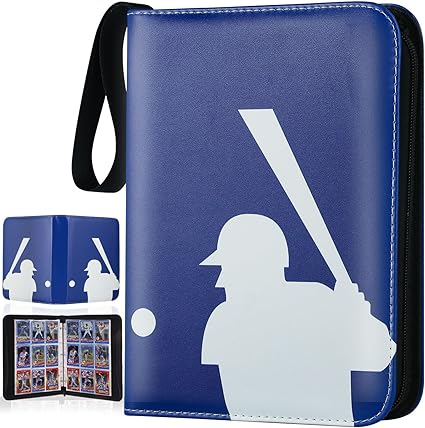 Trading Card Binder with Sleeves, Sports Card Binder Collectible Trading Card Albums with 50 Removable Sleeves (Blue, 9 Pocket)