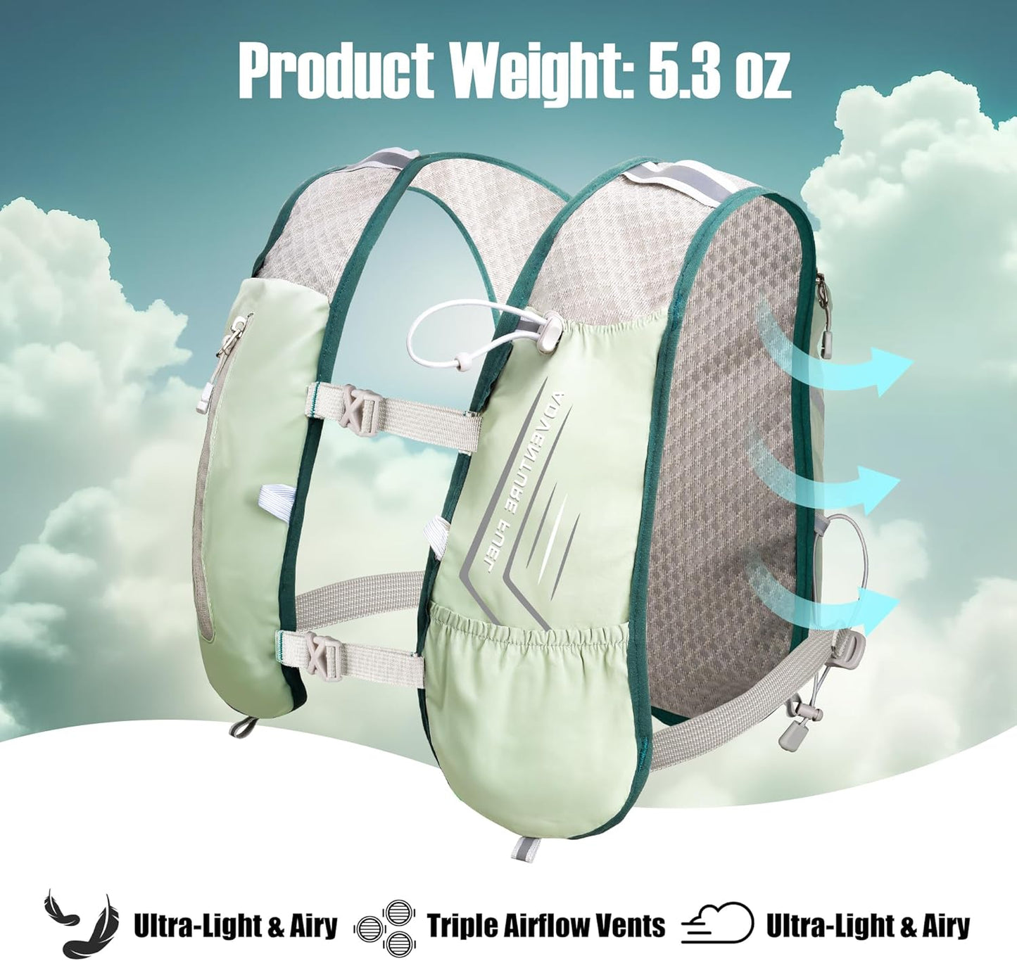 Lightweight Running Vest Hydration Backpack, Hydration Vest NO Water Bladders - Adjustable Chest Straps and Reflective Water Backpack Fit for Men Women Hiking Cycling Camping Festival Marathon