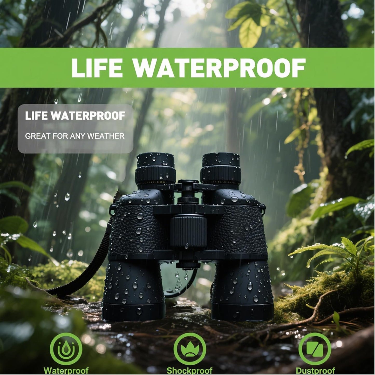 20x50 Binoculars for Adults,Compact Binocular High Power Easy Focus with Low Light Vision,Waterproof Binoculars for Bird Watching,Performances,Hunting,Sports Games,Travel with Carrying Bag