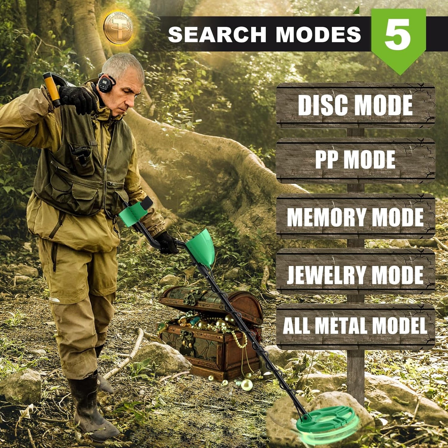 Metal Detectors for Adults Waterproof - Professional Higher Accuracy Gold Detector with LCD Display,5 Mode,Advanced DSP Chip 12" Coil Metal Detectors - G3040