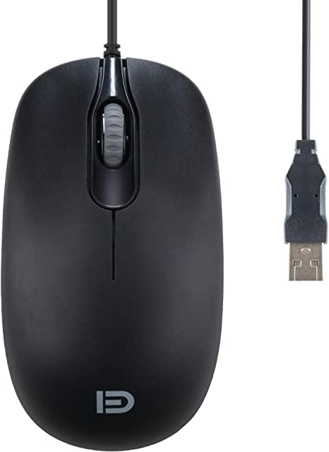 Wired USB Computer Mouse, Right or Left Hand Use, Silent USB Computer Mouse with Smooth Precise Scrolling, 1000 DPI for Computer, Laptop, PC, Black