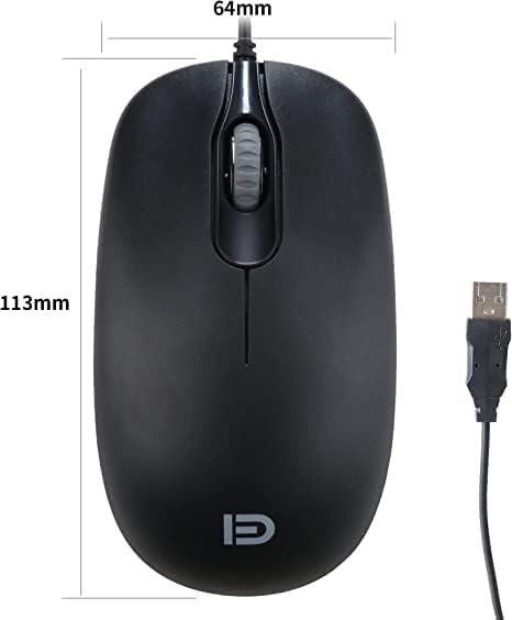 Wired USB Computer Mouse, Right or Left Hand Use, Silent USB Computer Mouse with Smooth Precise Scrolling, 1000 DPI for Computer, Laptop, PC, Black