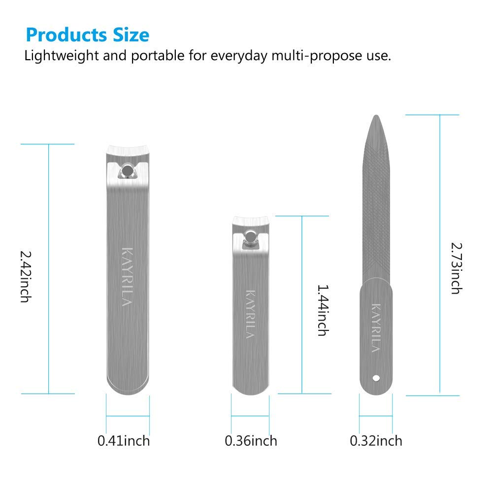 Nail Clippers Set Professional Fingernails Toenails Cutter and Nail File Sharp Nail Cutter 3 in 1 with Premium Black Leather Case